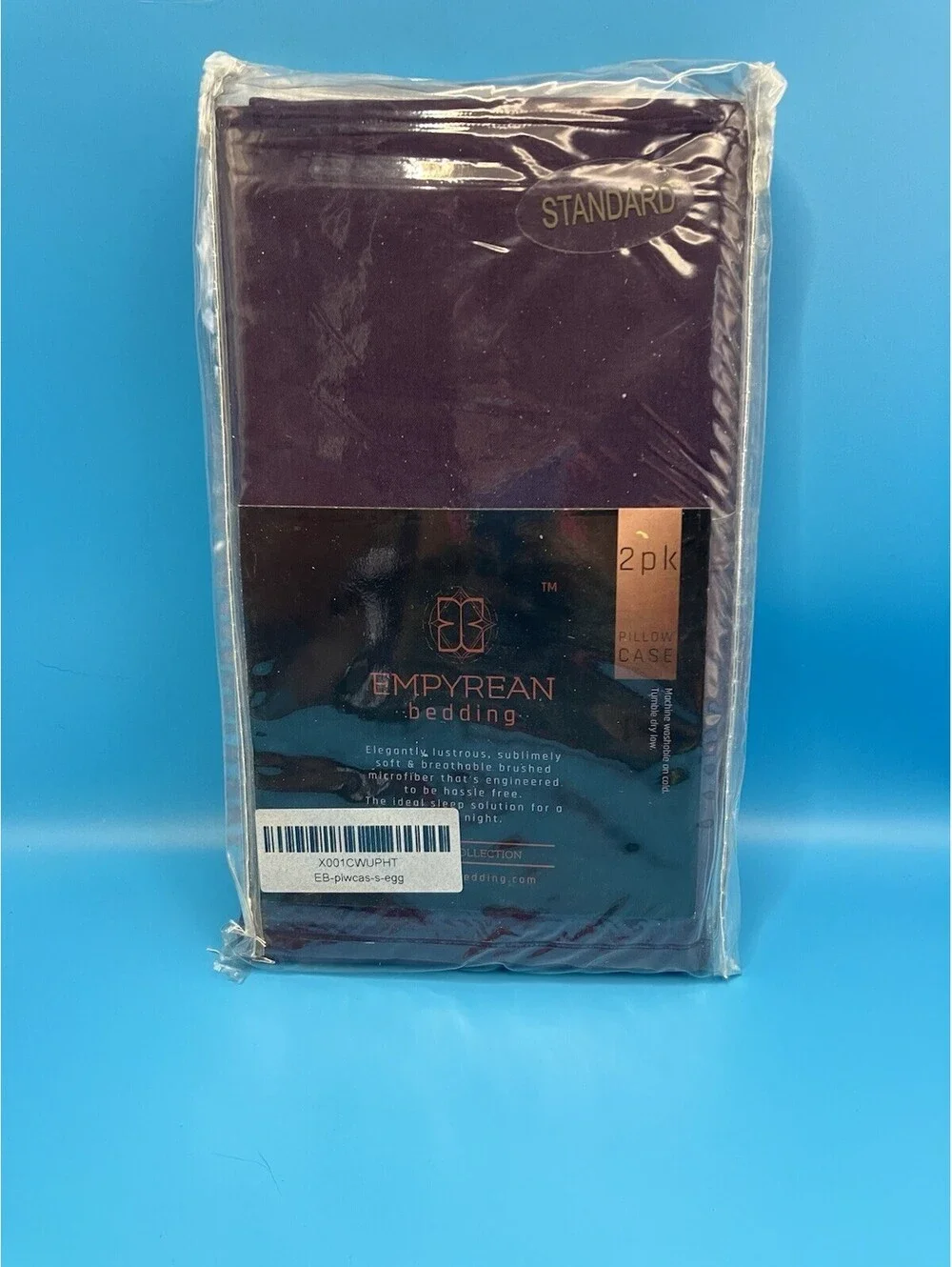 SET OF 2 STANDARD PILLOWCASES IN EGGPLANT NEW IN BAG